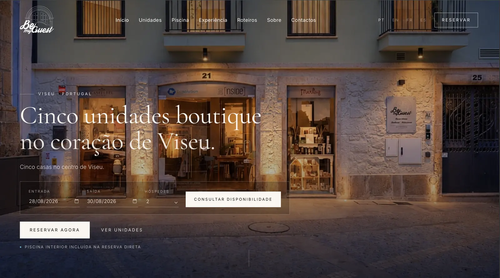 La web de Bemyguest en el ordenador, con las cinco casas de alojamiento en Viseu.